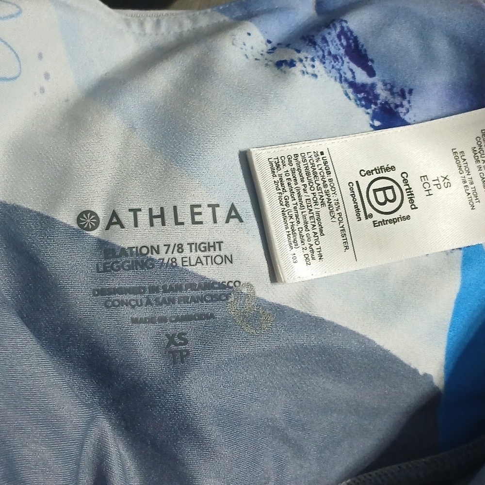 Athleta Blue Swirling Pattern Leggings, XS , new with tags - Picture 6 of 7